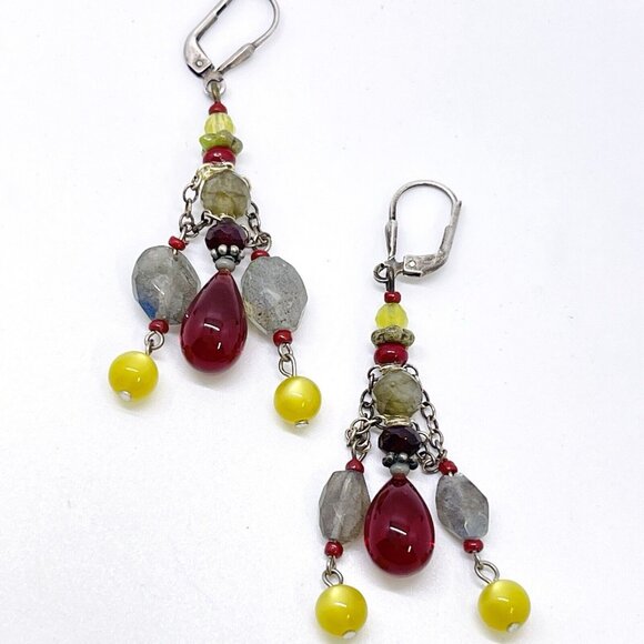 Joli Jewelry Chandelier Whimsy Fairy Earrings Crystal 30's Vintage Glass Gift - Picture 3 of 6